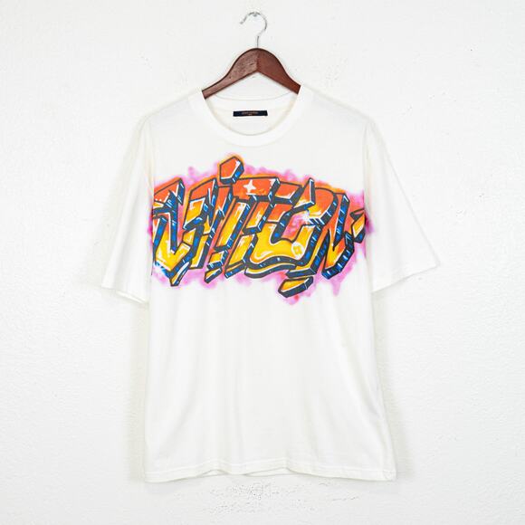 Louis Vuitton Graffiti Logo T-Shirt Virgil Abloh in Milky White Large